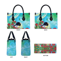 New Zealand Tomtit Leather Bag Maori Koru With Pohutukawa Galaxy Style - Polynesian Pride