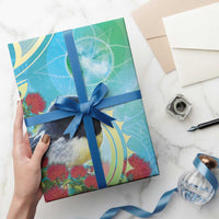 New Zealand Tomtit Wrapping Paper Maori Koru With Pohutukawa Galaxy Style