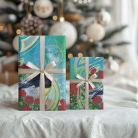 New Zealand Tomtit Wrapping Paper Maori Koru With Pohutukawa Galaxy Style