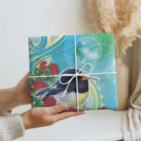New Zealand Tomtit Wrapping Paper Maori Koru With Pohutukawa Galaxy Style