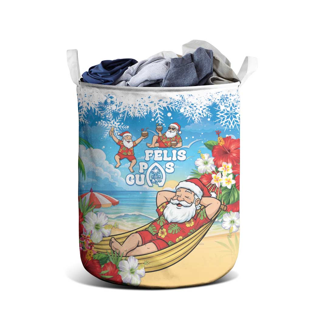 Guam Christmas Laundry Basket Felis Pasgua Chilling Santa - Polynesian Pride