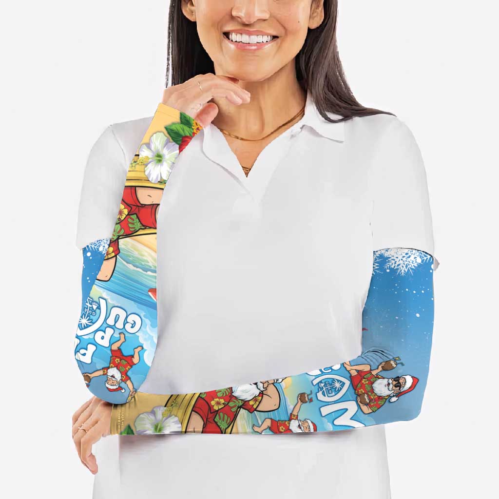 Guam Christmas Arm Sleeves Felis Pasgua Chilling Santa - Polynesian Pride