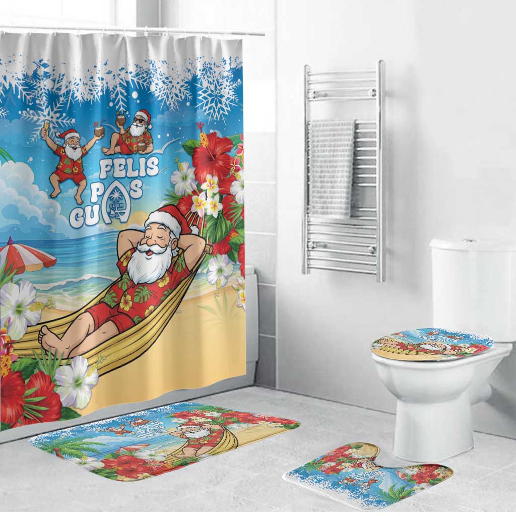 Guam Christmas Bathroom Set Felis Pasgua Chilling Santa - Polynesian Pride