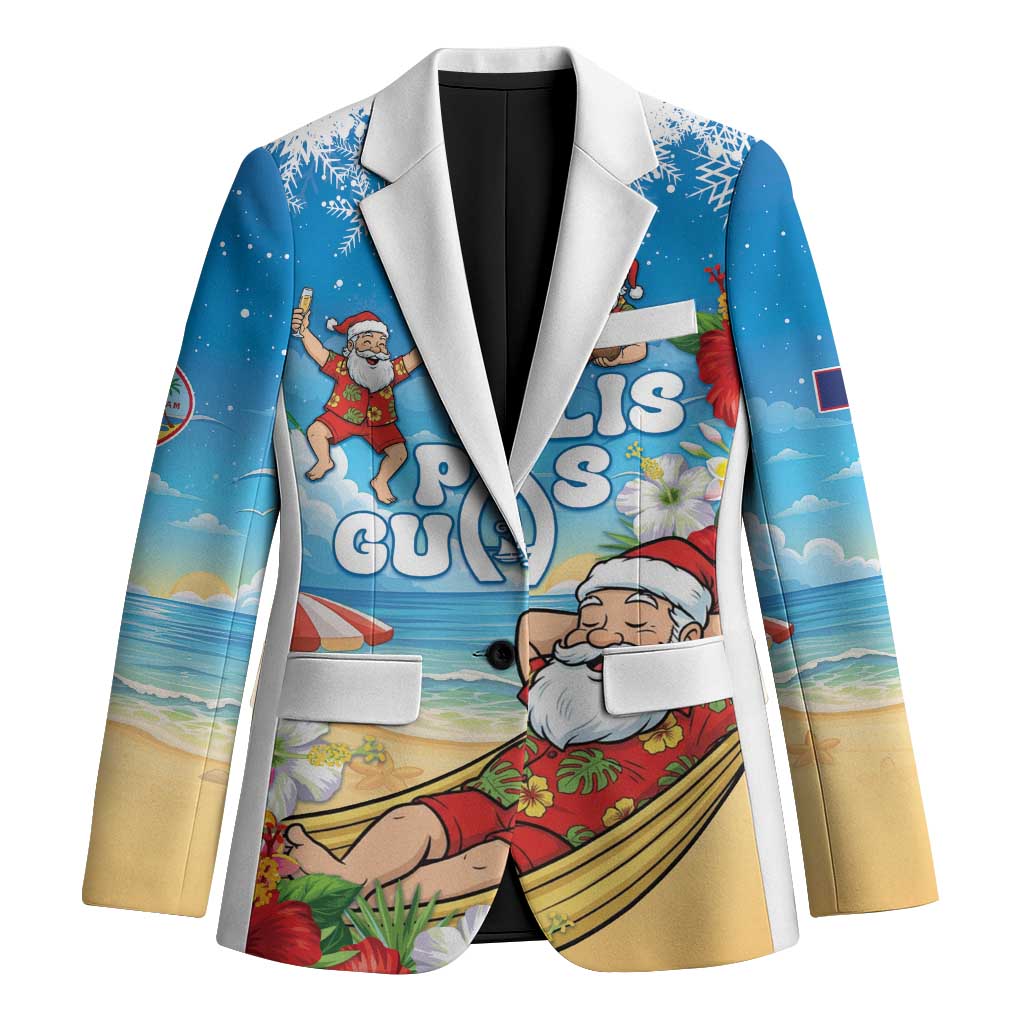 Guam Christmas Blazer Felis Pasgua Chilling Santa - Polynesian Pride
