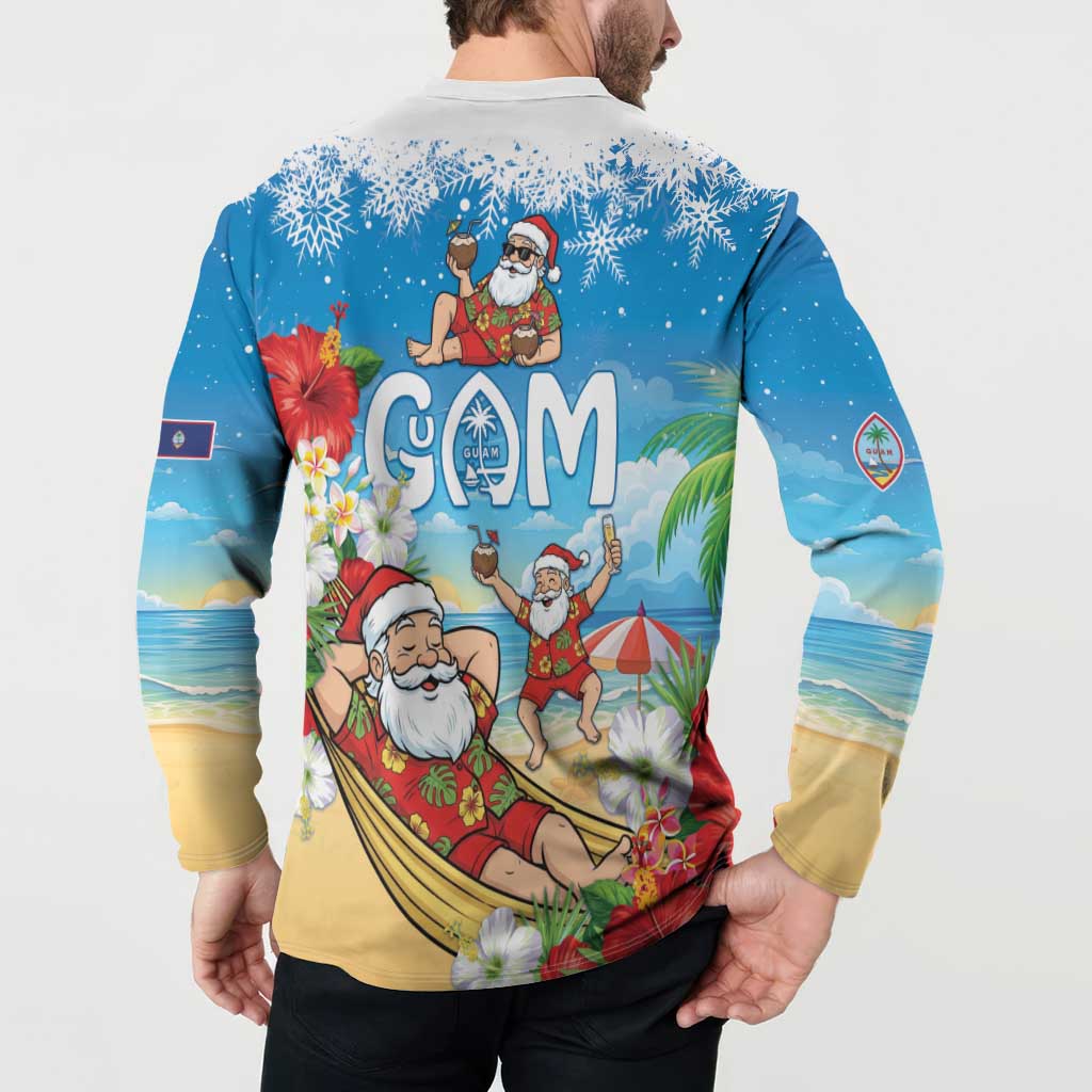 Guam Christmas Button Sweatshirt Felis Pasgua Chilling Santa - Polynesian Pride