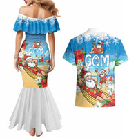 Guam Christmas Couples Matching Mermaid Dress and Hawaiian Shirt Felis Pasgua Chilling Santa - Polynesian Pride