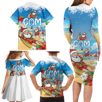 Guam Christmas Family Matching Long Sleeve Bodycon Dress and Hawaiian Shirt Felis Pasgua Chilling Santa - Polynesian Pride