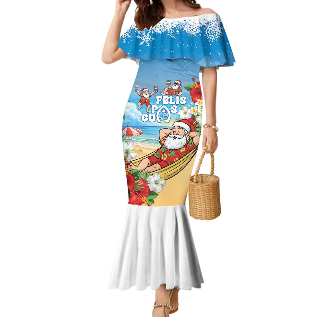 Guam Christmas Family Matching Mermaid Dress and Hawaiian Shirt Felis Pasgua Chilling Santa - Polynesian Pride