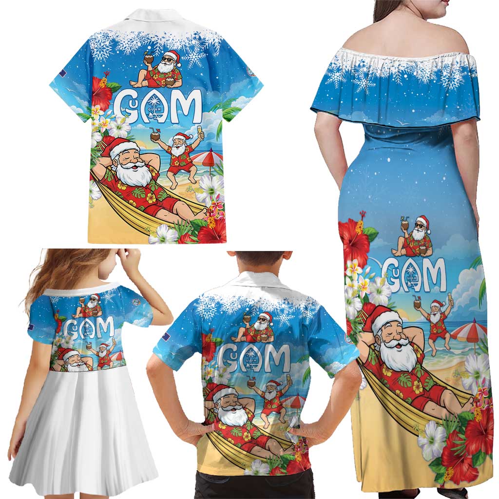 Guam Christmas Family Matching Off Shoulder Maxi Dress and Hawaiian Shirt Felis Pasgua Chilling Santa - Polynesian Pride