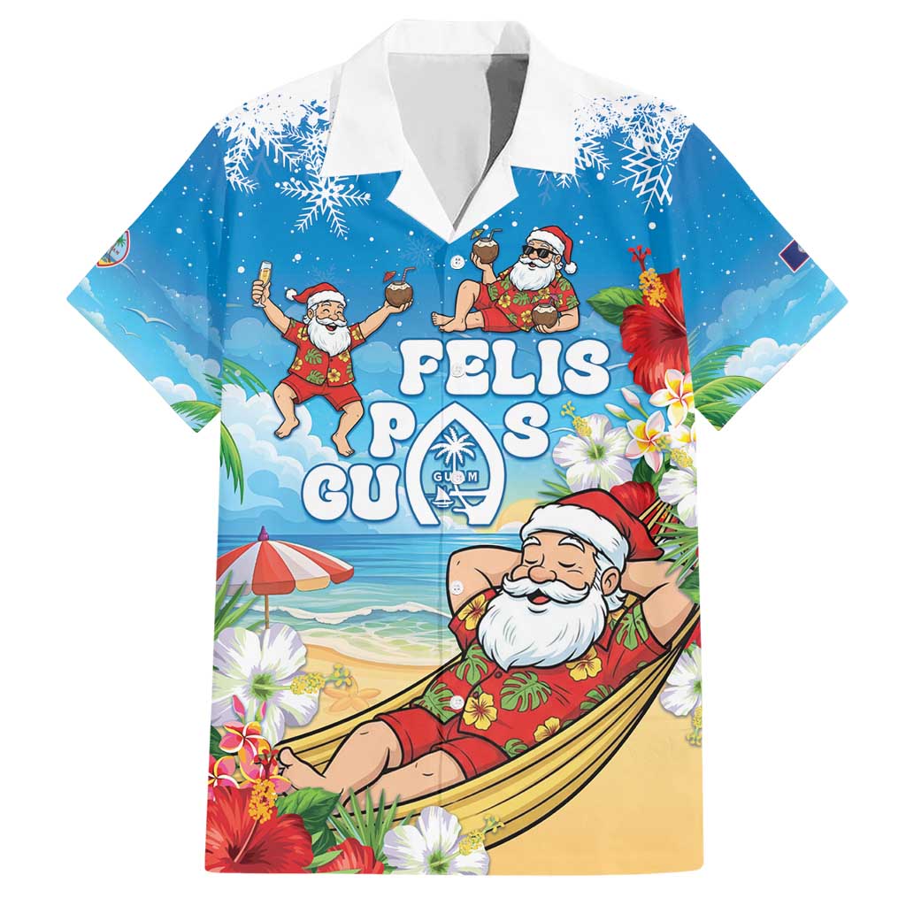 Guam Christmas Family Matching Short Sleeve Bodycon Dress and Hawaiian Shirt Felis Pasgua Chilling Santa - Polynesian Pride