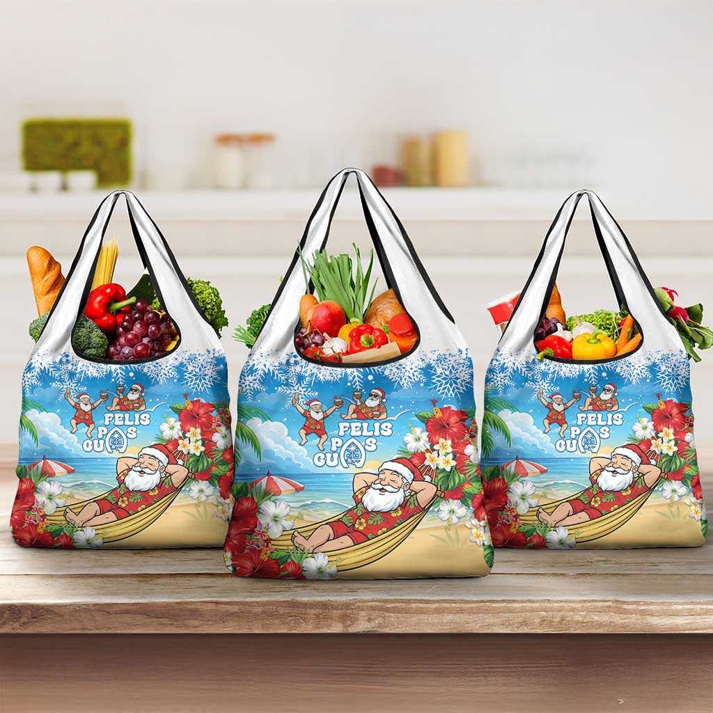 Guam Christmas Grocery Bag Felis Pasgua Chilling Santa - Polynesian Pride