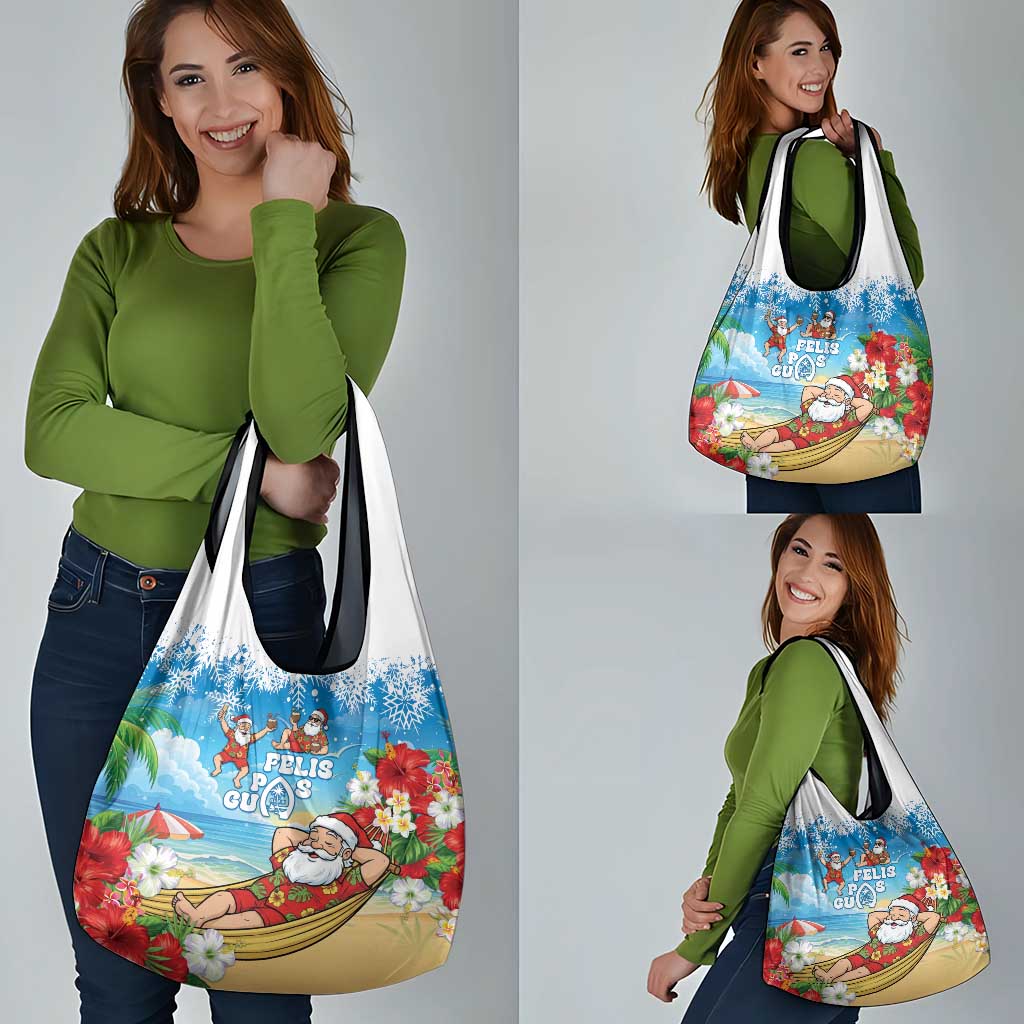 Guam Christmas Grocery Bag Felis Pasgua Chilling Santa - Polynesian Pride