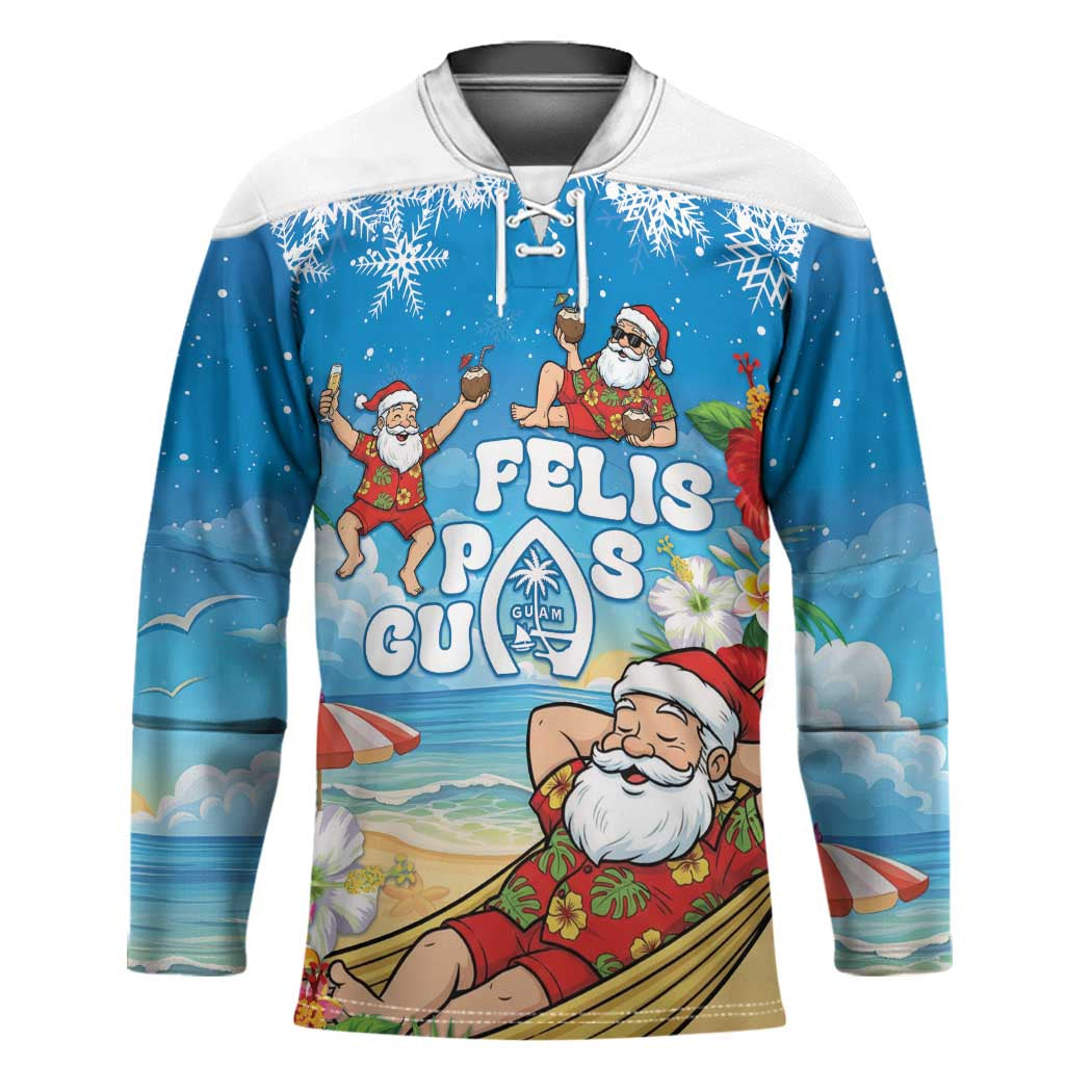 Guam Christmas Hockey Jersey Felis Pasgua Chilling Santa - Polynesian Pride