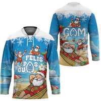 Guam Christmas Hockey Jersey Felis Pasgua Chilling Santa - Polynesian Pride