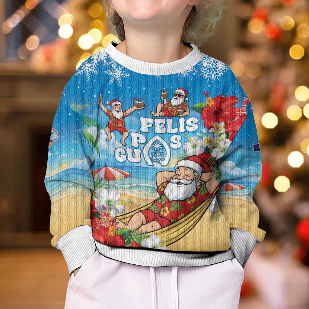 Guam Christmas Kid Ugly Christmas Sweater Felis Pasgua Chilling Santa - Polynesian Pride