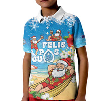 Guam Christmas Kid Polo Shirt Felis Pasgua Chilling Santa - Polynesian Pride