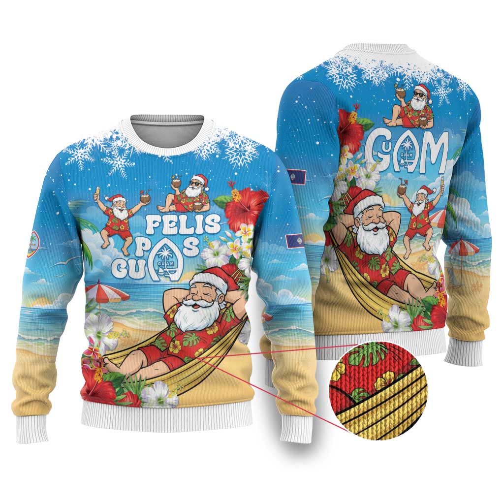 Guam Christmas Ugly Christmas Sweater Felis Pasgua Chilling Santa - Polynesian Pride