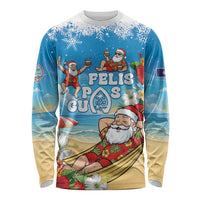 Guam Christmas Long Sleeve Shirt Felis Pasgua Chilling Santa - Polynesian Pride
