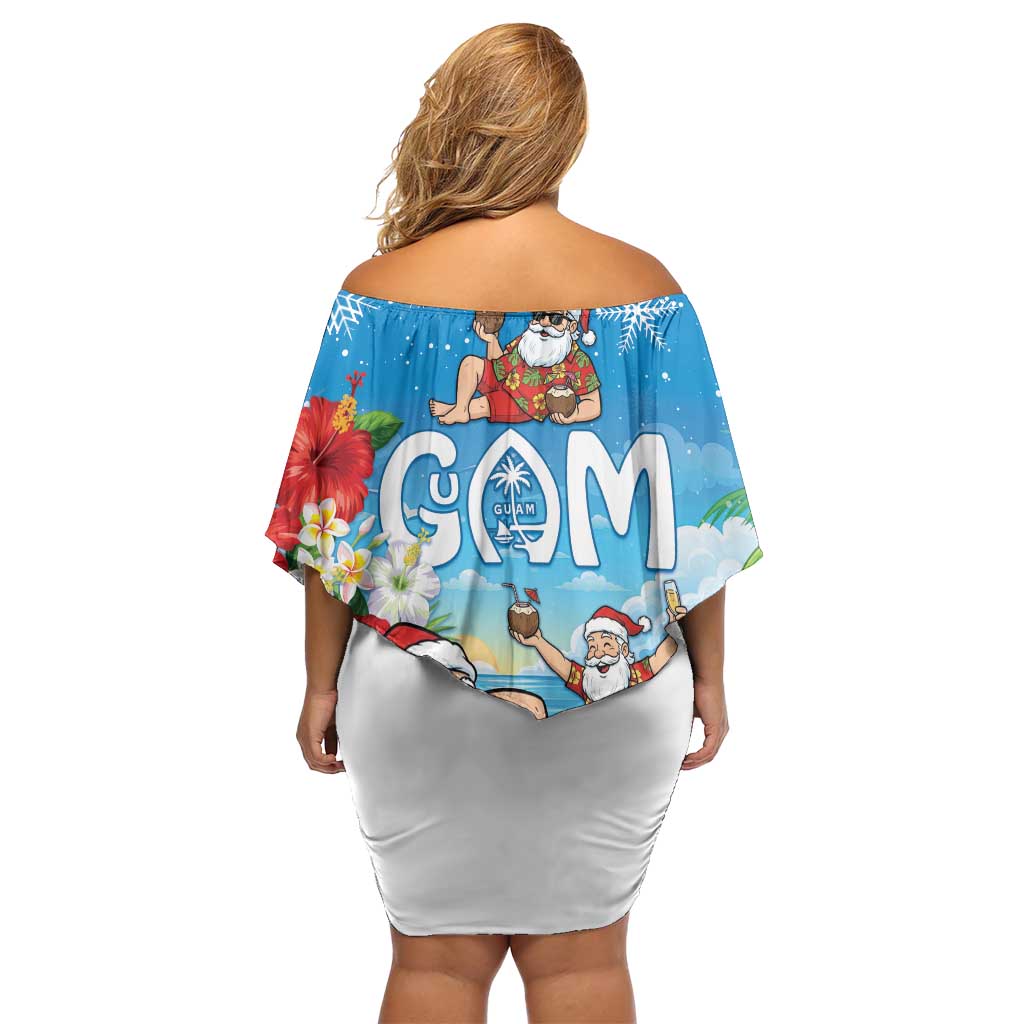 Guam Christmas Off Shoulder Short Dress Felis Pasgua Chilling Santa - Polynesian Pride