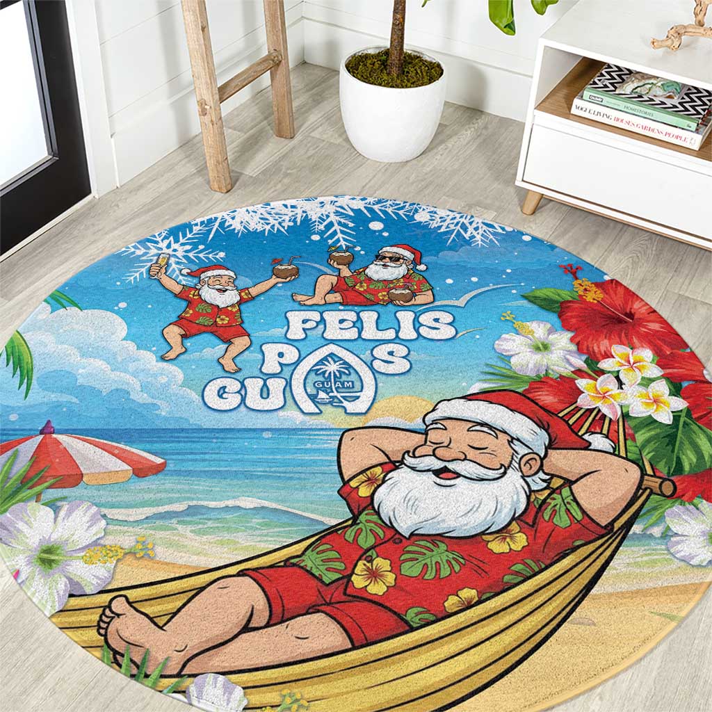 Guam Christmas Round Carpet Felis Pasgua Chilling Santa - Polynesian Pride