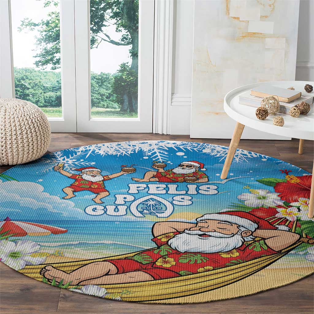 Guam Christmas Round Carpet Felis Pasgua Chilling Santa - Polynesian Pride