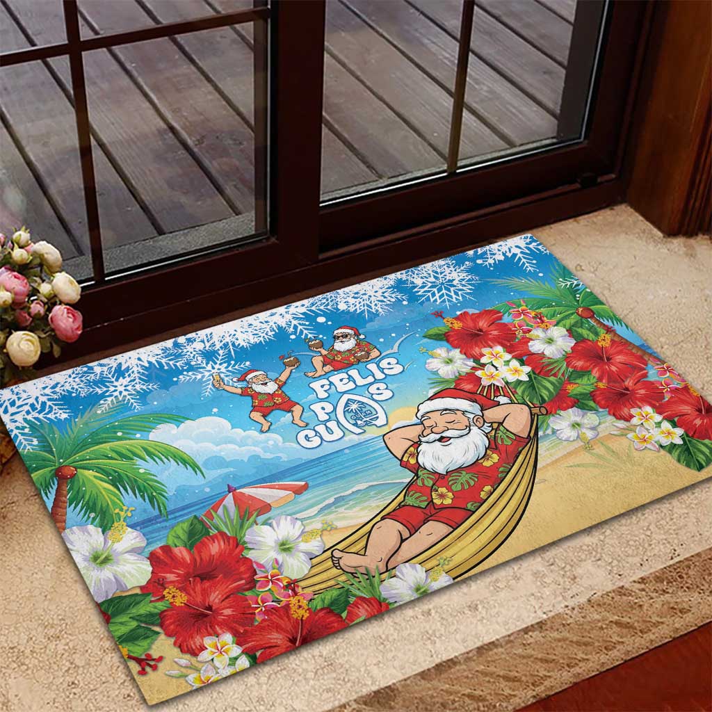 Guam Christmas Rubber Doormat Felis Pasgua Chilling Santa - Polynesian Pride