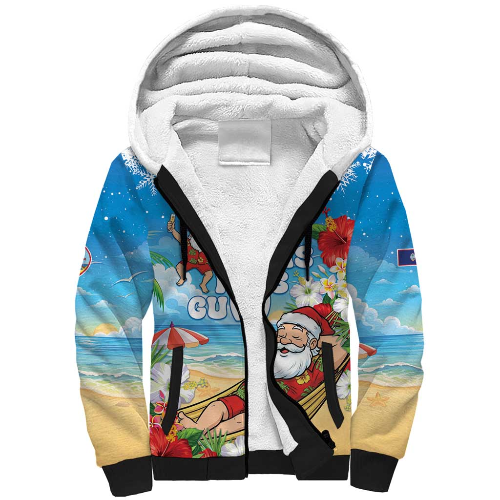 Guam Christmas Sherpa Hoodie Felis Pasgua Chilling Santa - Polynesian Pride
