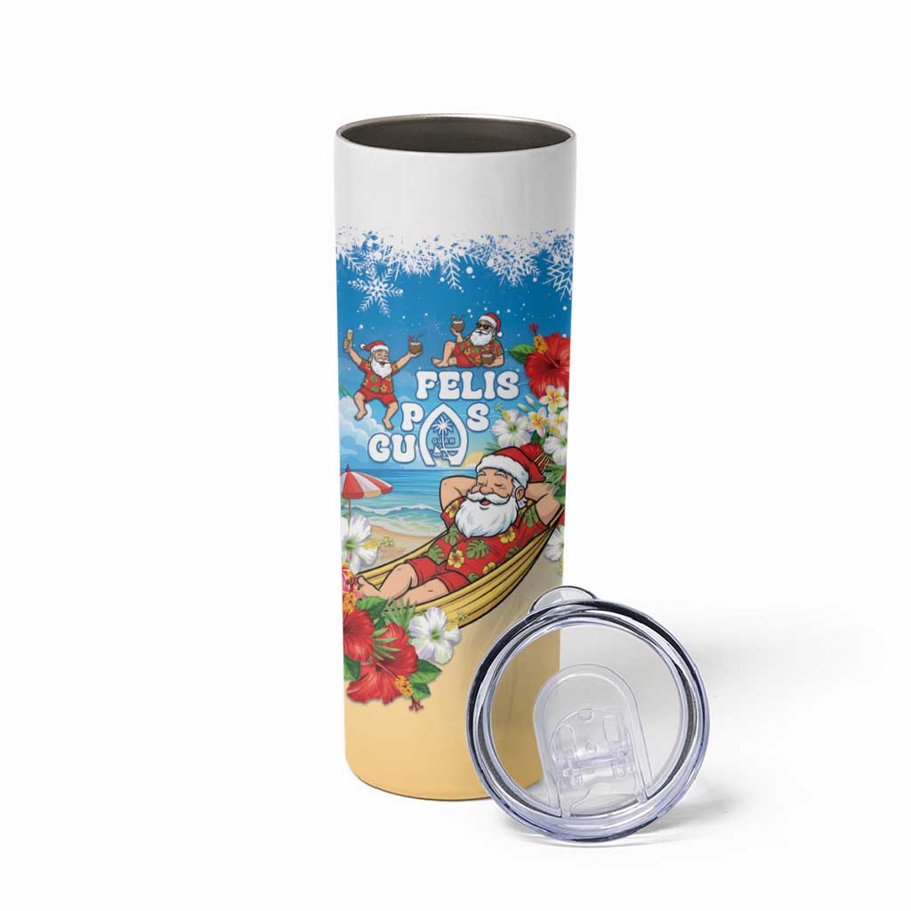 Guam Christmas Skinny Tumbler Felis Pasgua Chilling Santa - Polynesian Pride