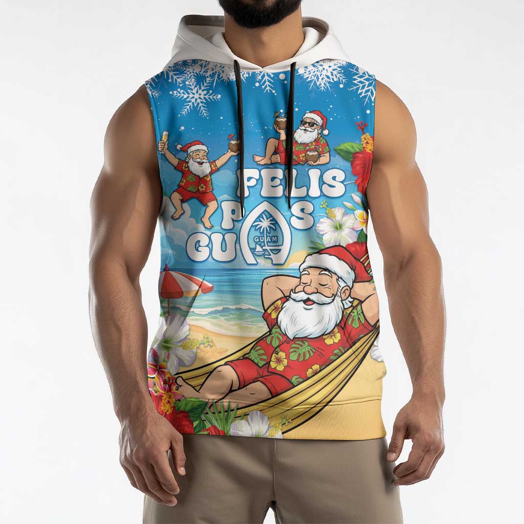 Guam Christmas Sleeveless Hoodie Felis Pasgua Chilling Santa - Polynesian Pride
