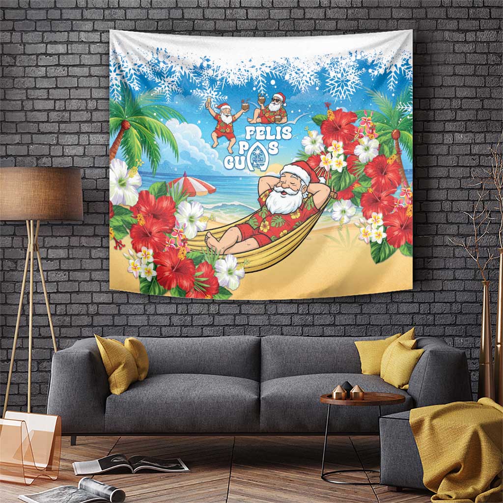 Guam Christmas Tapestry Felis Pasgua Chilling Santa - Polynesian Pride