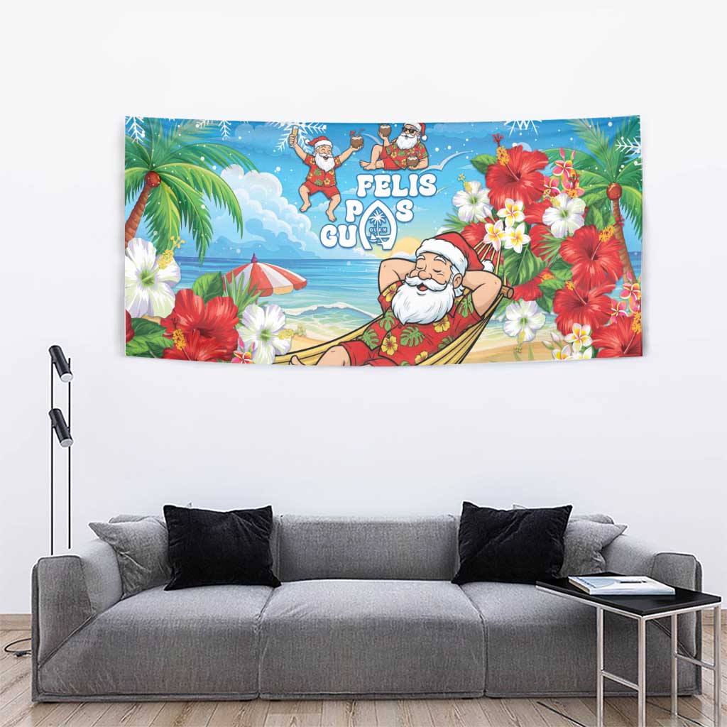 Guam Christmas Tapestry Felis Pasgua Chilling Santa - Polynesian Pride