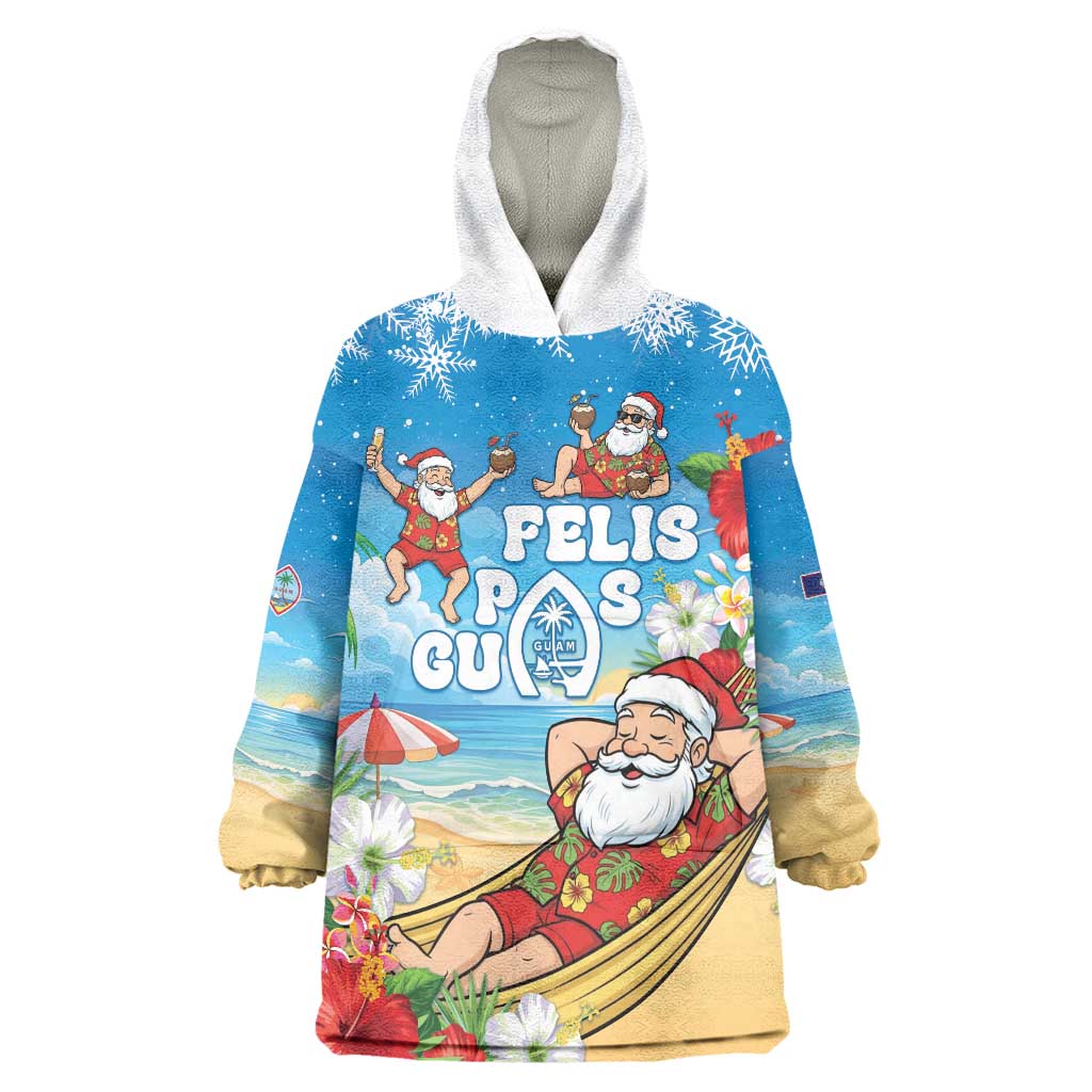 Guam Christmas Wearable Blanket Hoodie Felis Pasgua Chilling Santa - Polynesian Pride