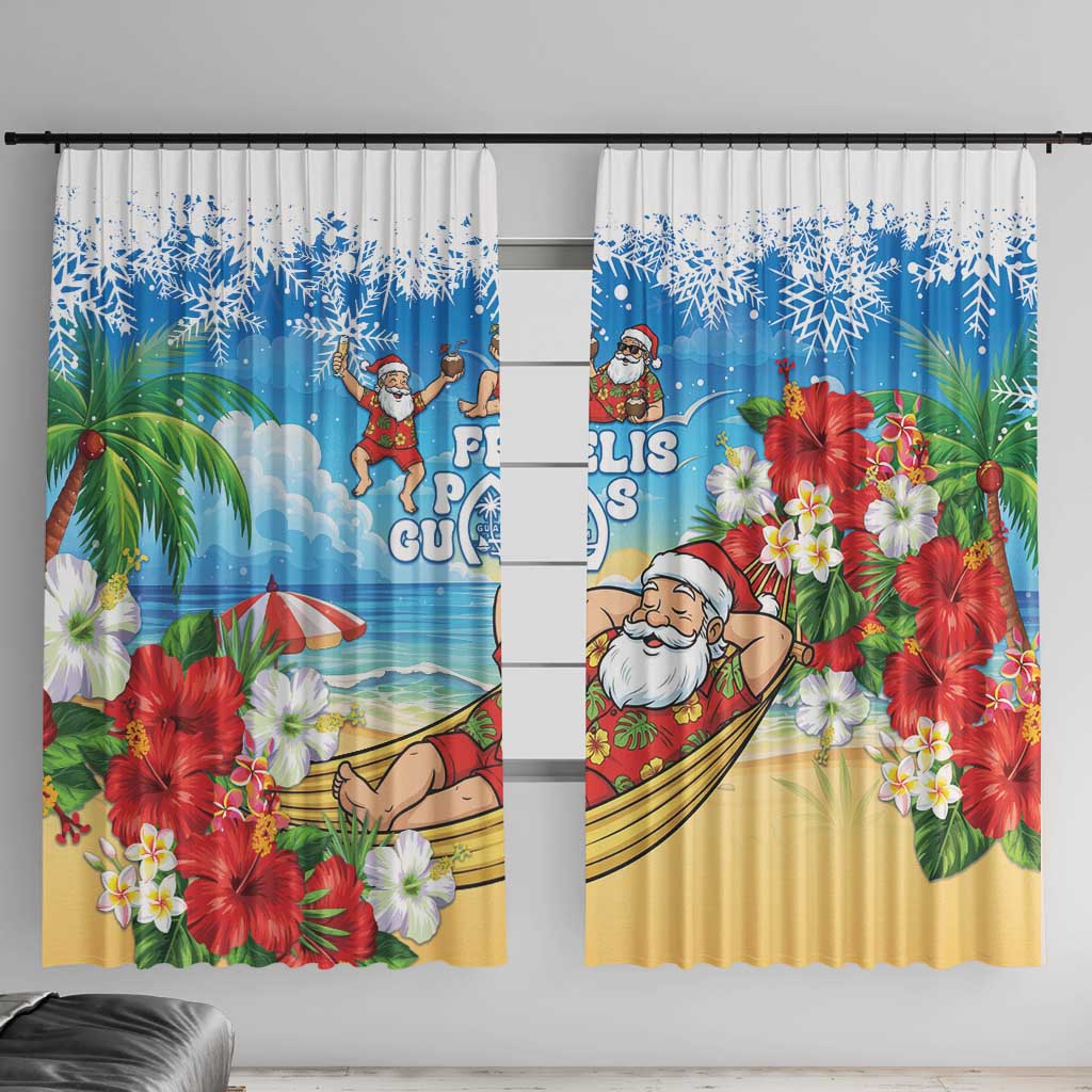 Guam Christmas Window Curtain Felis Pasgua Chilling Santa - Polynesian Pride