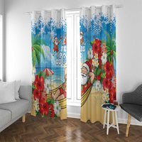 Guam Christmas Window Curtain Felis Pasgua Chilling Santa - Polynesian Pride