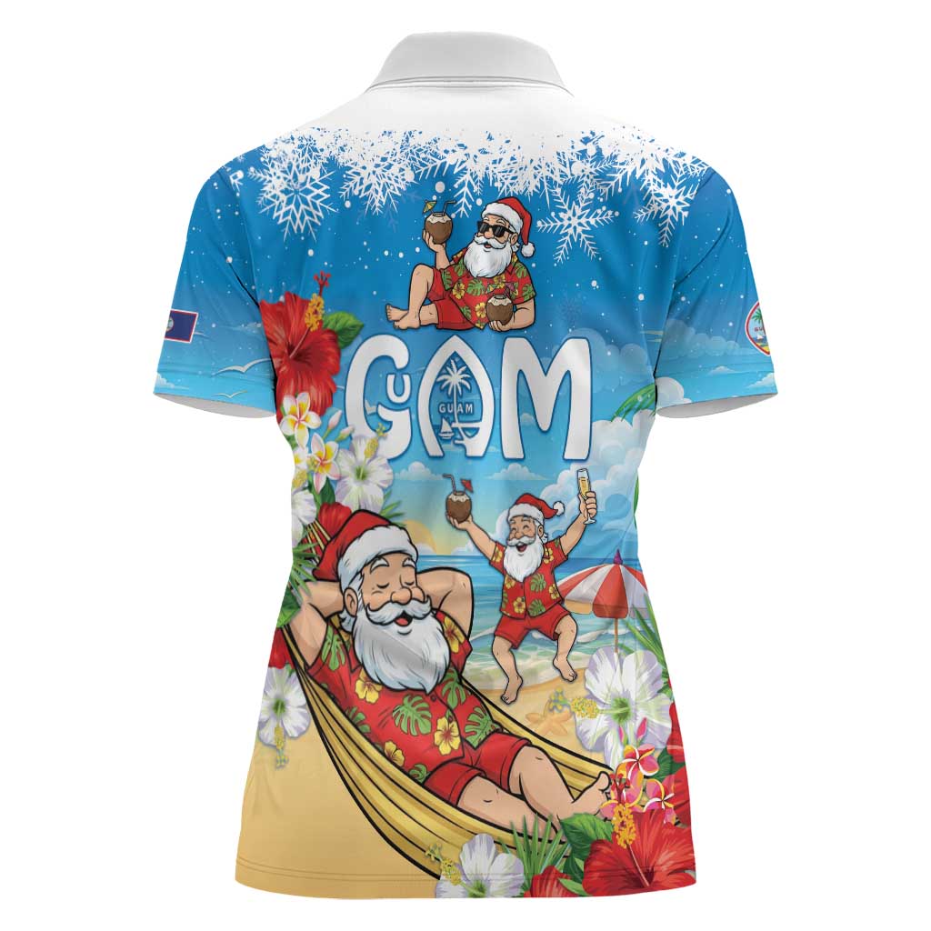 Guam Christmas Women Polo Shirt Felis Pasgua Chilling Santa - Polynesian Pride