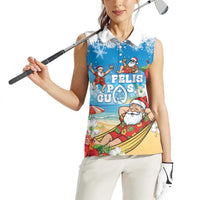 Guam Christmas Women Sleeveless Polo Shirt Felis Pasgua Chilling Santa - Polynesian Pride