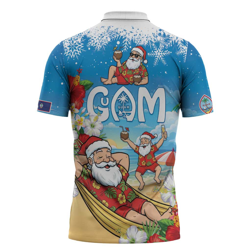 Guam Christmas Zipper Polo Shirt Felis Pasgua Chilling Santa - Polynesian Pride