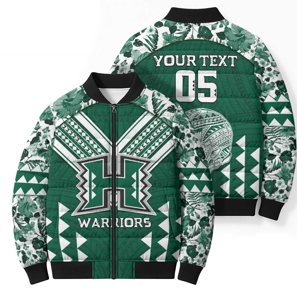 Custom Hawaii Football Bomber Puffer Jacket Rainbow Warriors Tropical Vibes LT05 - Polynesian Pride