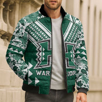 Custom Hawaii Football Bomber Puffer Jacket Rainbow Warriors Tropical Vibes LT05 - Polynesian Pride