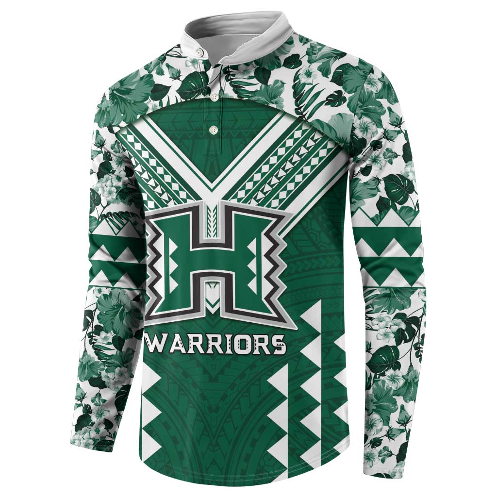 Custom Hawaii Football Button Sweatshirt Rainbow Warriors Tropical Vibes LT05 - Polynesian Pride