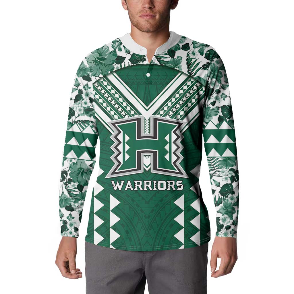 Custom Hawaii Football Button Sweatshirt Rainbow Warriors Tropical Vibes LT05 - Polynesian Pride
