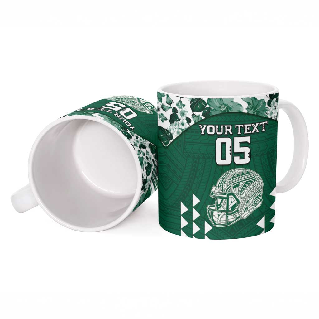 Custom Hawaii Football Ceramic Mug Rainbow Warriors Tropical Vibes - Polynesian Pride