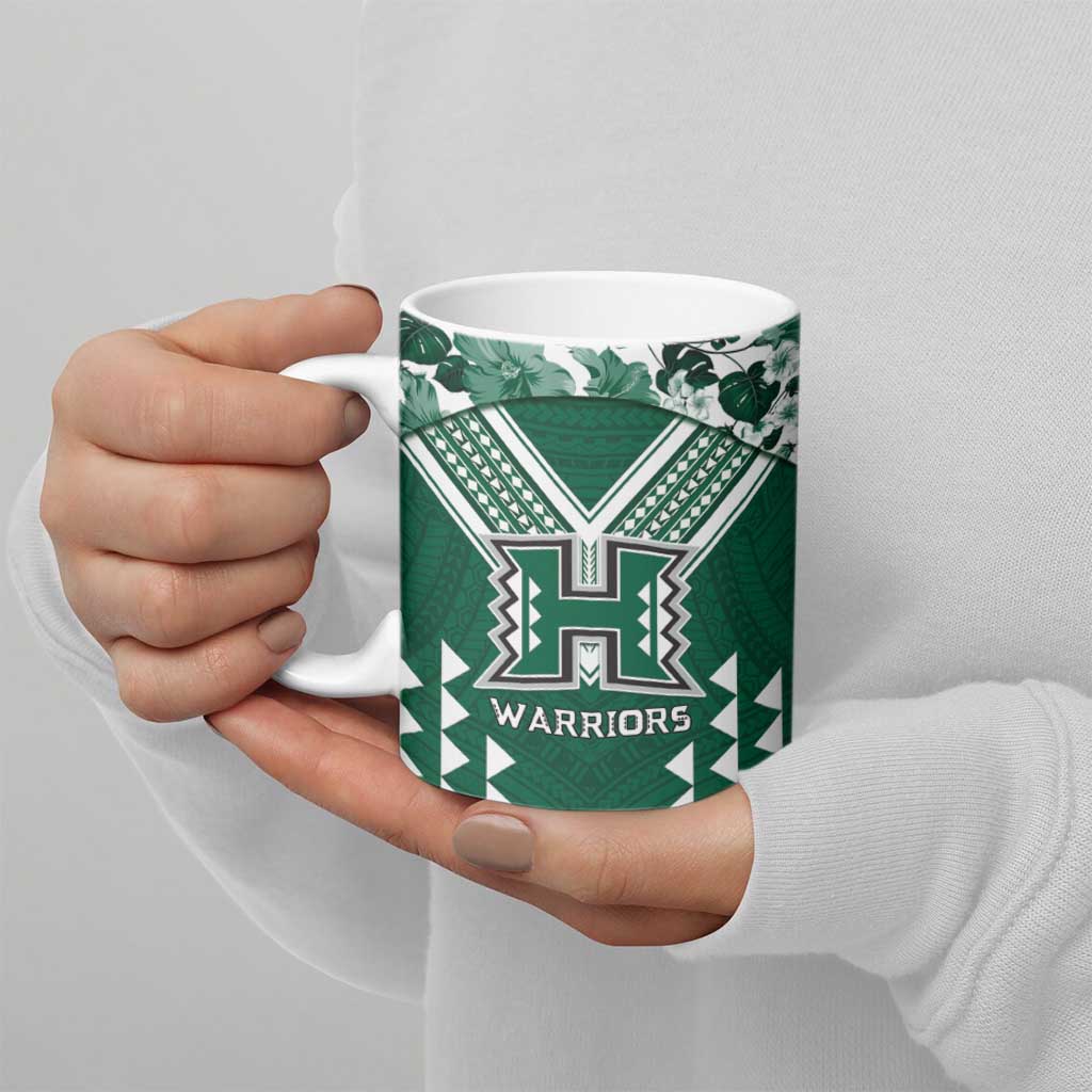 Custom Hawaii Football Ceramic Mug Rainbow Warriors Tropical Vibes - Polynesian Pride
