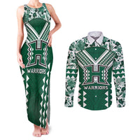 Custom Hawaii Football Couples Matching Tank Maxi Dress and Long Sleeve Button Shirt Rainbow Warriors Tropical Vibes - Polynesian Pride