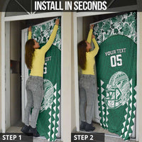 Custom Hawaii Football Door Cover Rainbow Warriors Tropical Vibes - Polynesian Pride