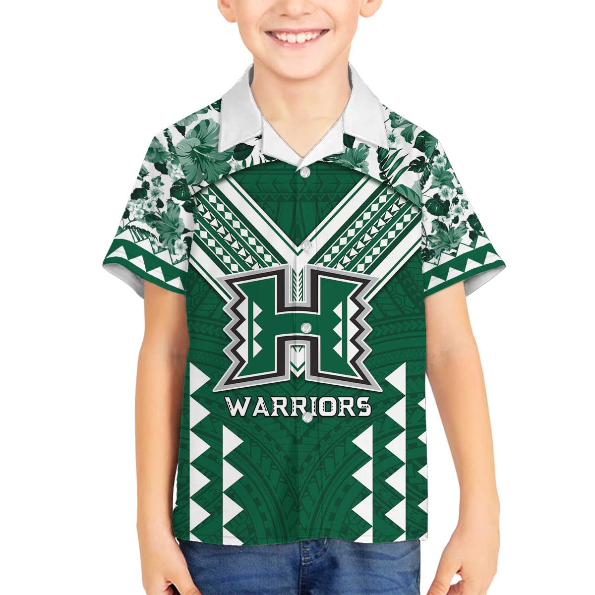Custom Hawaii Football Family Matching Off The Shoulder Long Sleeve Dress and Hawaiian Shirt Rainbow Warriors Tropical Vibes - Polynesian Pride
