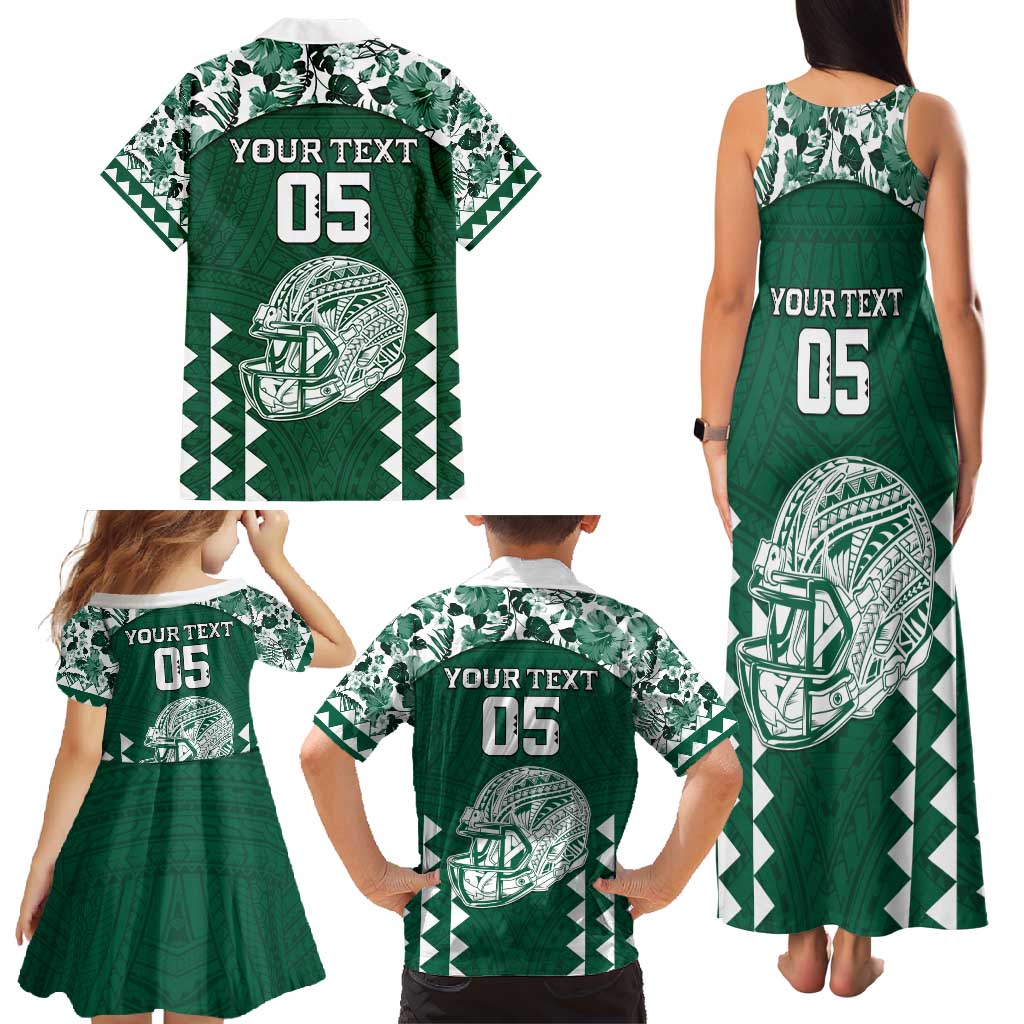 Custom Hawaii Football Family Matching Tank Maxi Dress and Hawaiian Shirt Rainbow Warriors Tropical Vibes - Polynesian Pride
