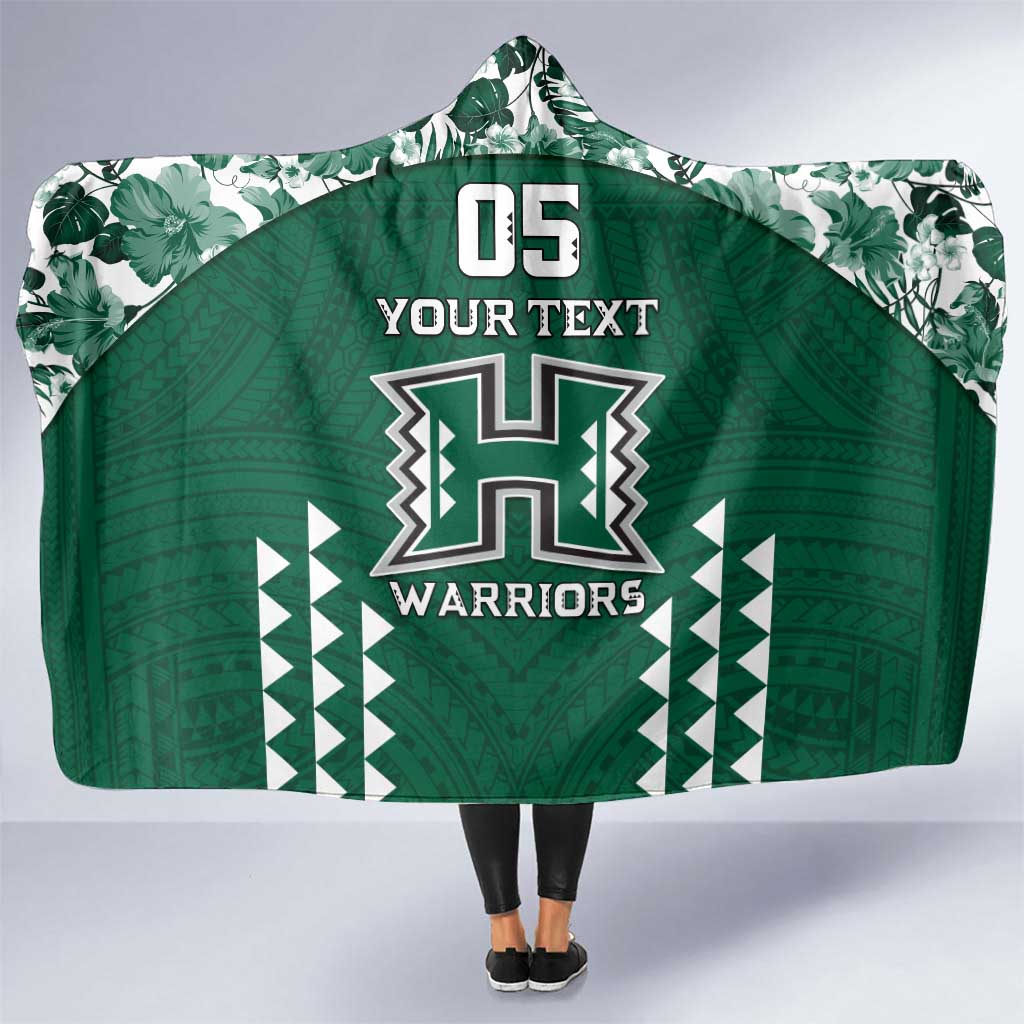 Custom Hawaii Football Hooded Blanket Rainbow Warriors Tropical Vibes LT05 One Size Green - Polynesian Pride