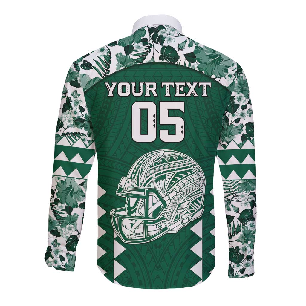 Custom Hawaii Football Long Sleeve Button Shirt Rainbow Warriors Tropical Vibes LT05 - Polynesian Pride