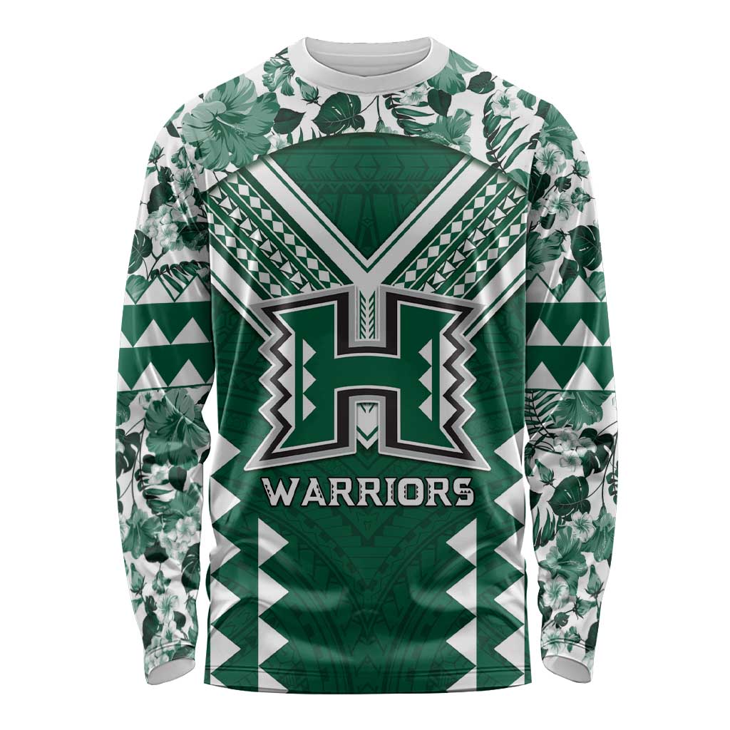 Custom Hawaii Football Long Sleeve Shirt Rainbow Warriors Tropical Vibes - Polynesian Pride